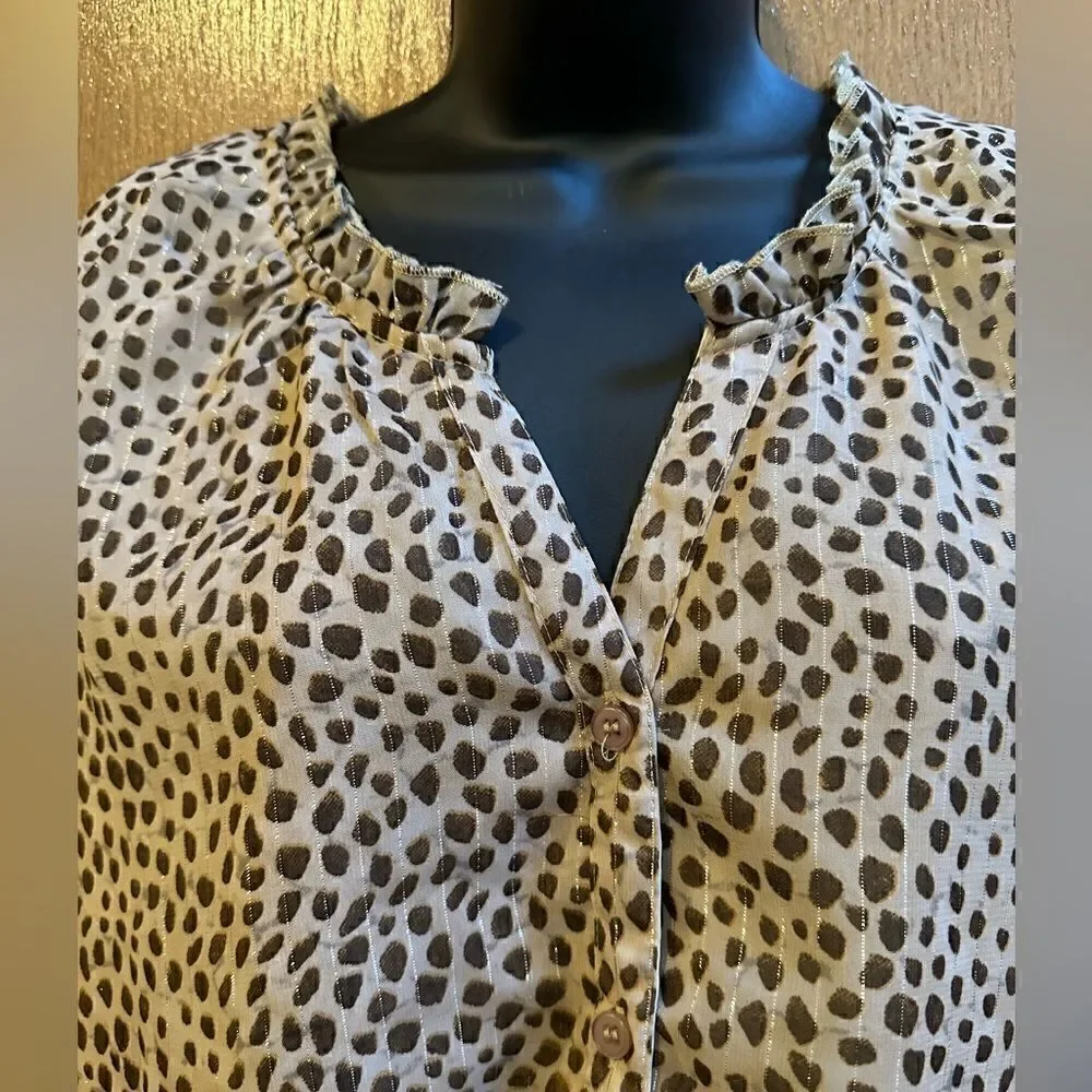 Emily Daniels women’s blouse - brown & tan spots - size large